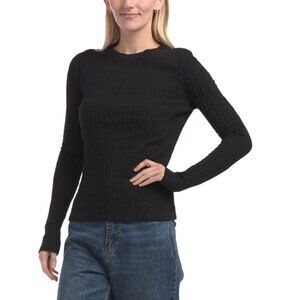 NATION Jet Black Made In Portugal Avalon Double Faced Rib Long Sweater